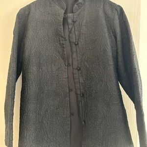 Elegant Black Quilted Women's China Silk Jacket